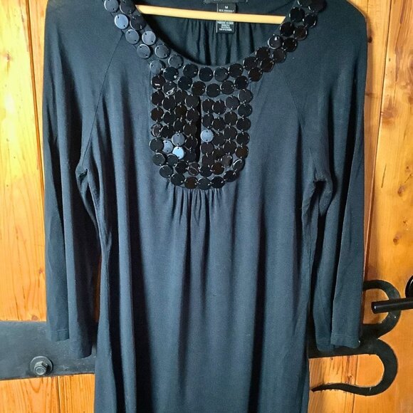 BCBGMaxAzria Black Top with Heavy Ornate Beading | Medium - Picture 1 of 10